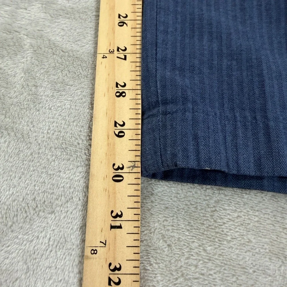 Banana Republic Mens 36x32 Slim Fit Blue Herringbone Stretch Chino Pants Casual